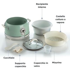 Ariete Vintage Rice Cooker - 35L Slow Cooker 700W Green | Perfect for Delicious Meals!